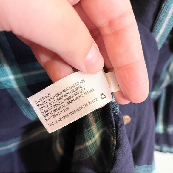 A New Day Plaid Collared Long Sleeve Front Pockets Button Down Shirt Blue XXL - Picture 8 of 15